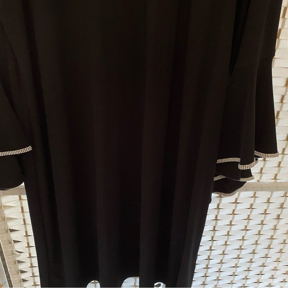 MSK Black XL dress,3/4 sleeves,boat neck,Rhinestones trim neckline and sleeves. - Picture 2 of 11